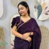 SG-239_23.jpg Purple Space Silk Gown Saree with Beads Lace & Dupatta