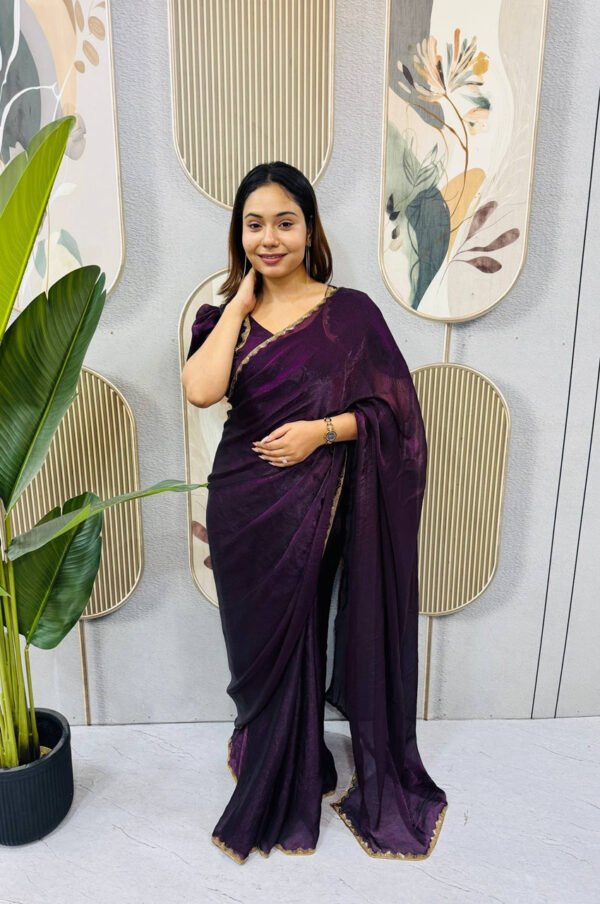 SG-239_24.jpg Purple Space Silk Gown Saree with Beads Lace & Dupatta