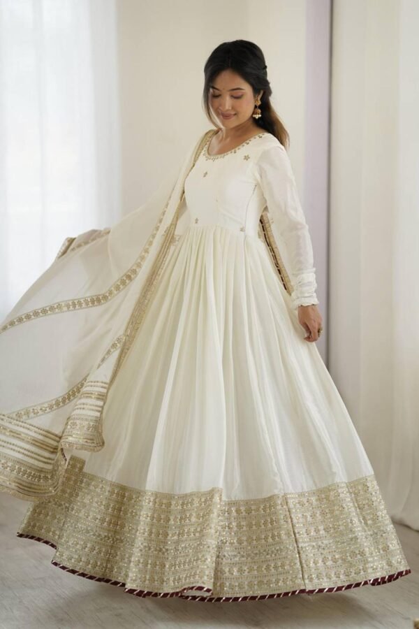 White Bollywood Style Anarkali Suit