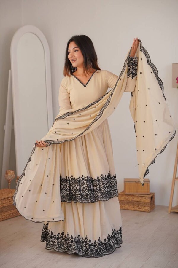 SP-71_3.jpg Neutral Vanilla Color Palazzo Suit