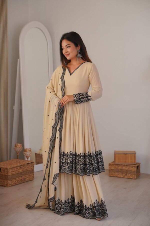 SP-71_6.jpg Neutral Vanilla Color Palazzo Suit