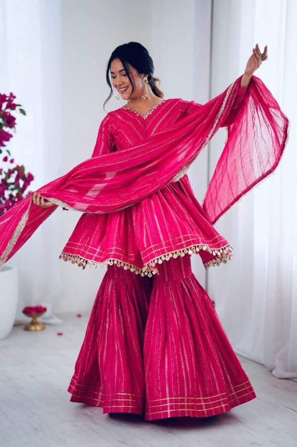 SRK-5300PINK_2.jpg Exotic Pink Designer Sharara Suit Set