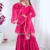 SRK-5300PINK_3.jpg Exotic Pink Designer Sharara Suit Set