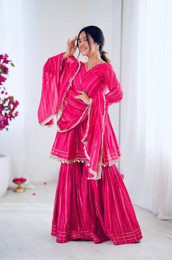 SRK-5300PINK_3.jpg Exotic Pink Designer Sharara Suit Set