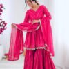 SRK-5300PINK_4.jpg Exotic Pink Designer Sharara Suit Set