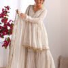 Gold White Designer Sharara Suit Set