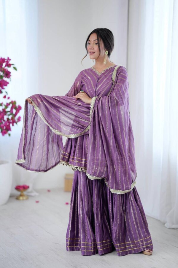 Lilac Mal Chanderi Sharara Set