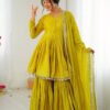 SRK-5300_5.jpg Mustard Yellow Mal Chanderi Sharara Set