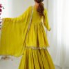 SRK-5300_6.jpg Mustard Yellow Mal Chanderi Sharara Set