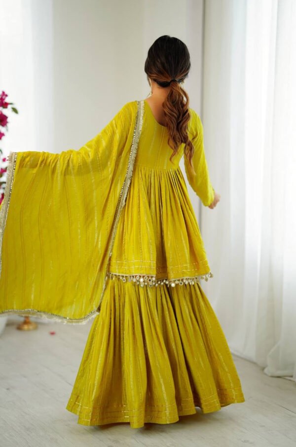 SRK-5300_6.jpg Mustard Yellow Mal Chanderi Sharara Set