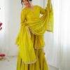 SRK-5300_7.jpg Mustard Yellow Mal Chanderi Sharara Set