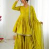 SRK-5300_8.jpg Mustard Yellow Mal Chanderi Sharara Set