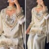 SRK-5326_1.jpg Off White Mirror Work Palazzo Suit