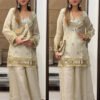 SRK-5326_2.jpg Off White Mirror Work Palazzo Suit