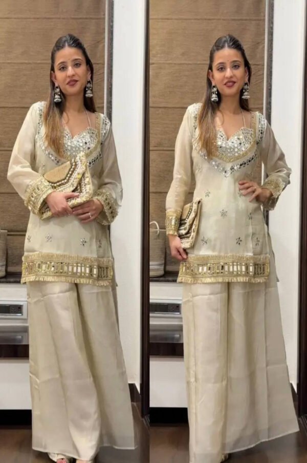 SRK-5326_2.jpg Off White Mirror Work Palazzo Suit