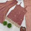 SRK-5334_3.jpg Rust Brown Fendy Silk Sharara Suit with Real Mirror