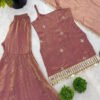 SRK-5334_4.jpg Rust Brown Fendy Silk Sharara Suit with Real Mirror