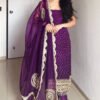 ST-1142P_2.jpg Purple Bandhej Mirror Work Kurti Set