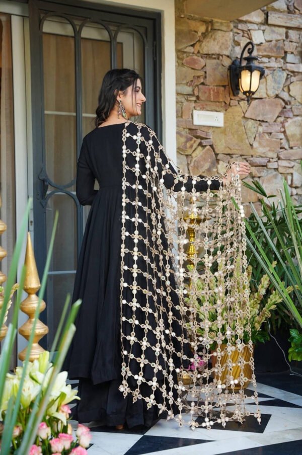 Black Roman Silk Palazzo Suit Set