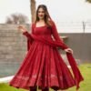 Maroon Anarkali Suit Set: Embroidered & Georgette Fabric