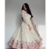 Off-White Vichitra Silk Gown Set