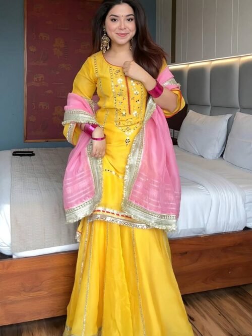 STD-6062_1.jpg Neha Bhandari Sunshine Yellow Sharara Set