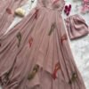 Old Rose Georgette Handpainted Anarkali Suit