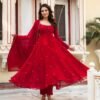 Radiate Elegance in This Red Hand Work Anarkali Suit