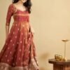 Rust Orange South Indian Style Anarkali Suit Set