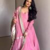 Pink Elegant Chinon Embroidered Suit Set