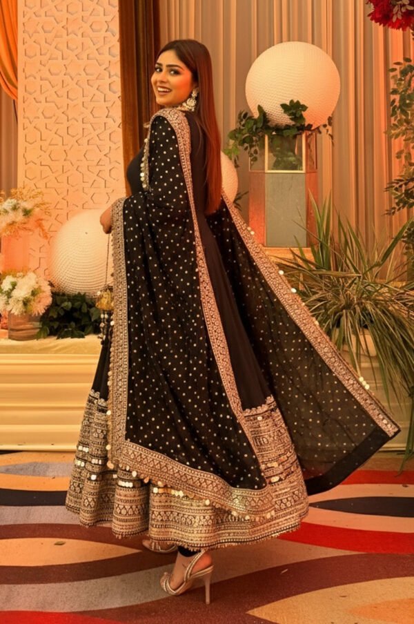 Black Bollywood-Style Embroidered Anarkali Set