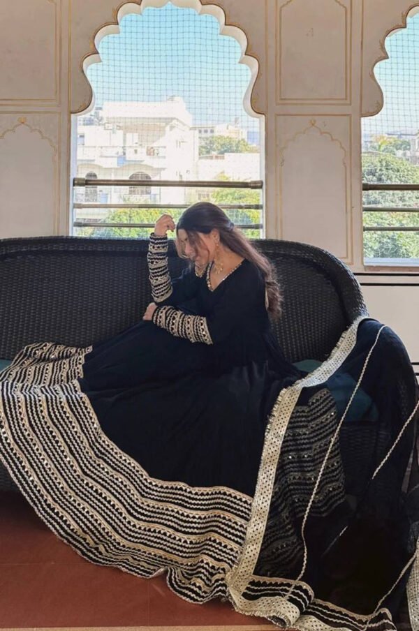 Black Noor Anarkali Gown Suit Set