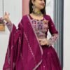 Tapi-245MAROON_2.jpg Maroon Embroidered Vichitra Lehenga Choli Set