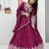 Tapi-245MAROON_3.jpg Maroon Embroidered Vichitra Lehenga Choli Set