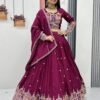 Tapi-245MAROON_4.jpg Maroon Embroidered Vichitra Lehenga Choli Set
