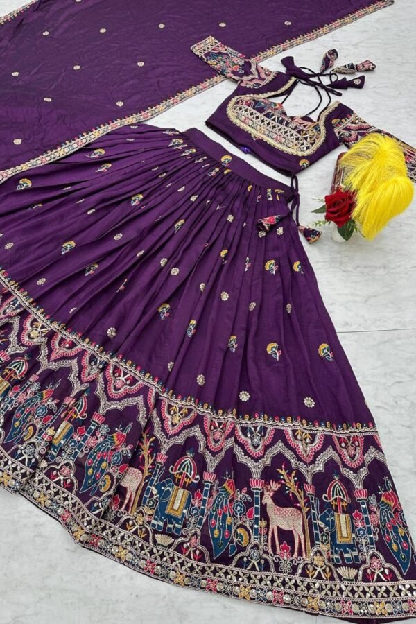 Tapi-248PURPLE_1.jpg Purple Embroidered Vichitra Lehenga Choli