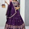 Tapi-248PURPLE_2.jpg Purple Embroidered Vichitra Lehenga Choli