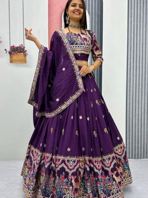Tapi-248PURPLE_2.jpg Purple Embroidered Vichitra Lehenga Choli