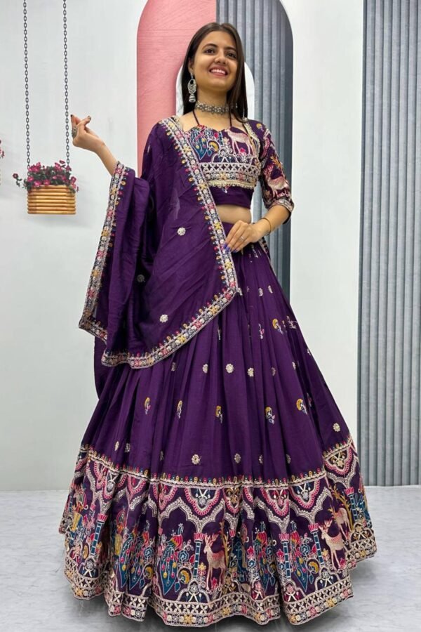Tapi-248PURPLE_2.jpg Purple Embroidered Vichitra Lehenga Choli