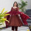 Maroon Cotton Ajrakh Print Anarkali Suit Set